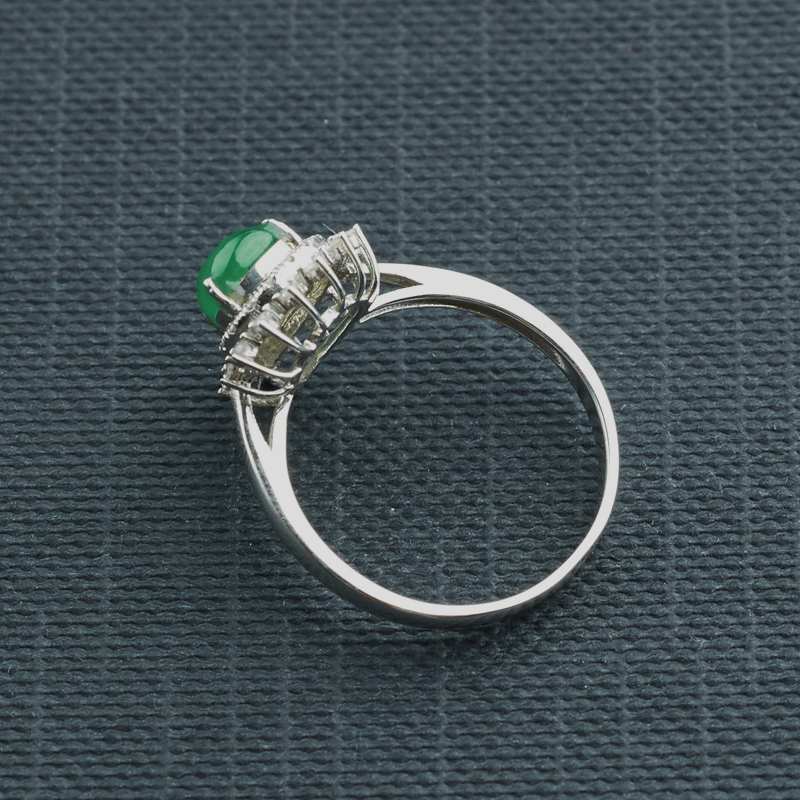 糯种阳绿翡翠水滴戒指-红掌柜珠宝