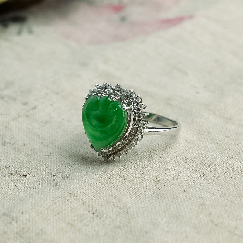 糯种翡翠如意戒指-红掌柜珠宝