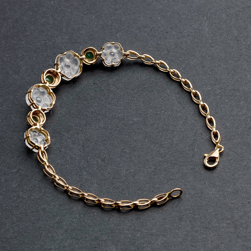 冰种花翡翠手链-红掌柜珠宝