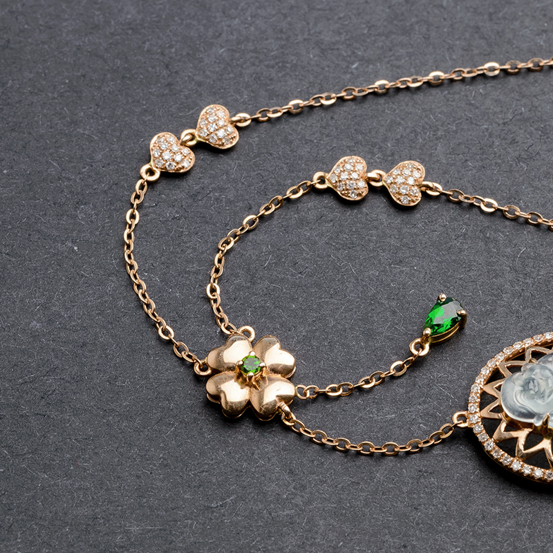 冰种翡翠站佛套链-红掌柜珠宝