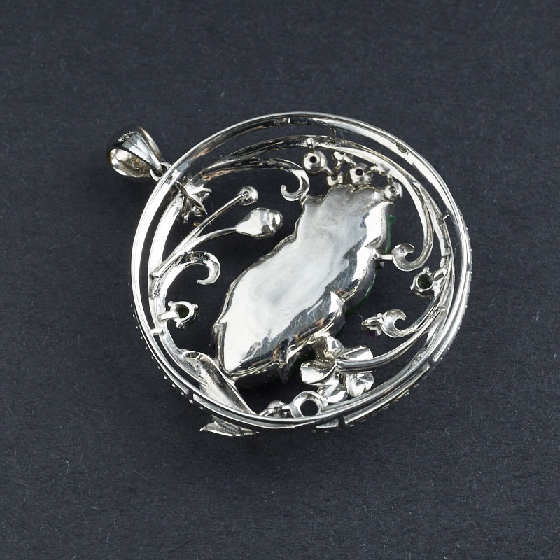 金镶钻翡翠金鱼吊坠-红掌柜珠宝