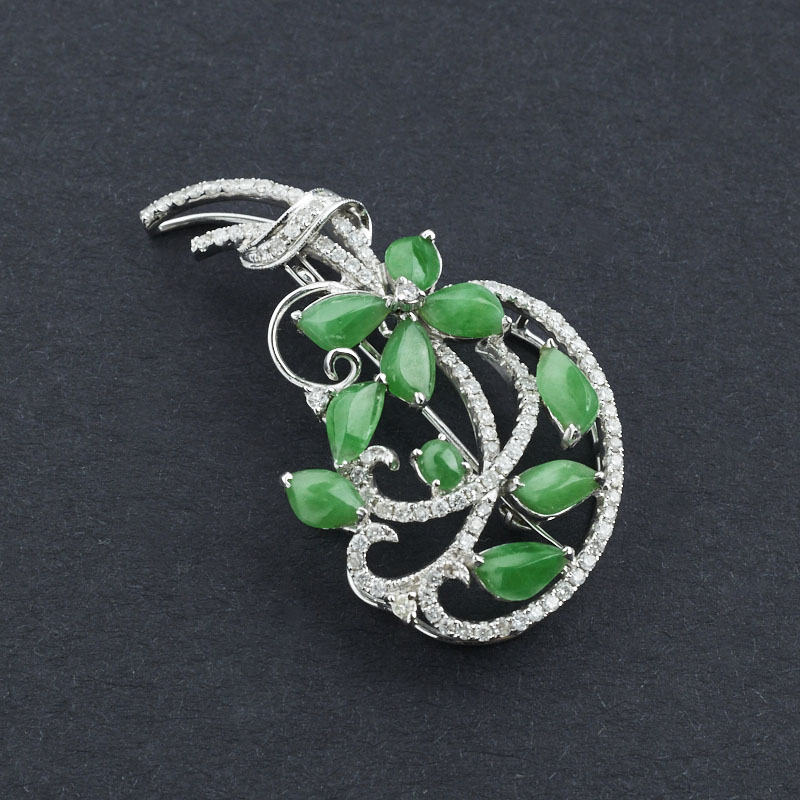 糯冰种阳绿翡翠吊坠-红掌柜珠宝