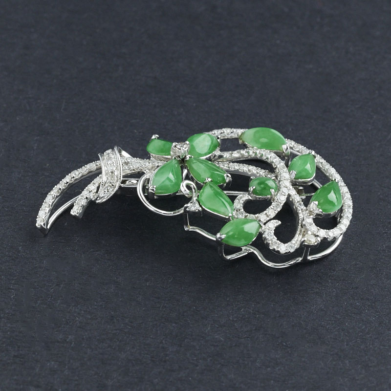 镶嵌阳绿翡翠吊坠-红掌柜珠宝