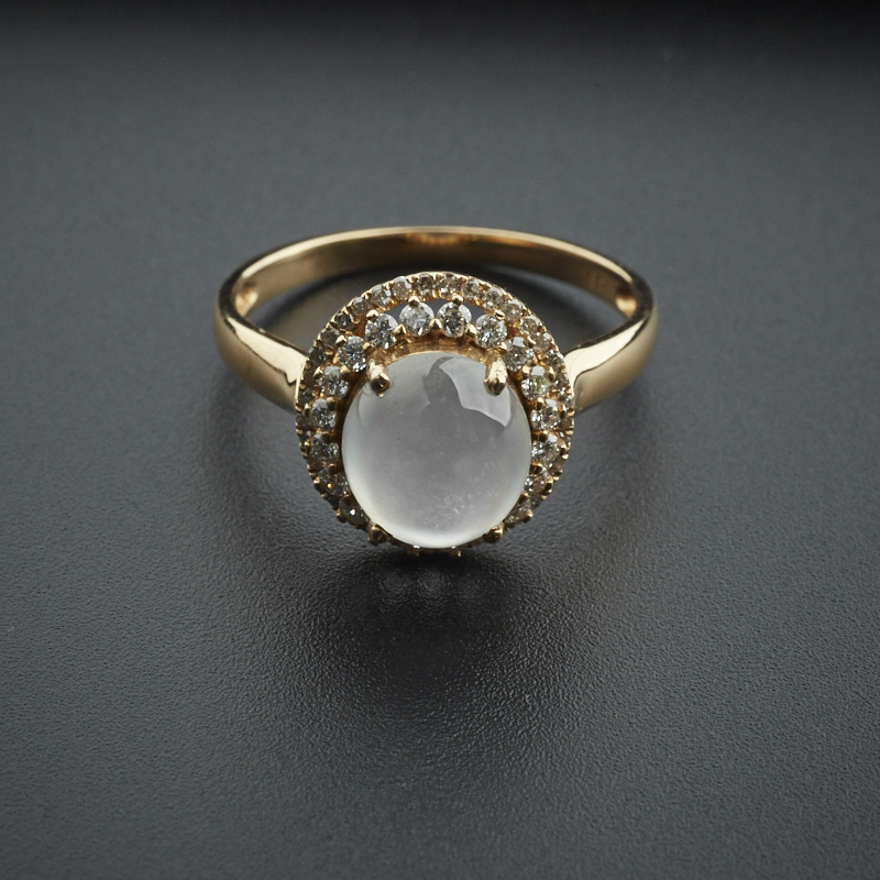 18k金镶钻高冰翡翠戒指-红掌柜珠宝