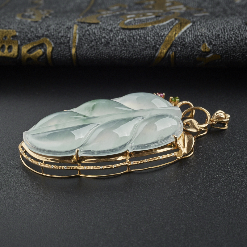 冰糯种飘花翡翠吊坠 - 红掌柜珠宝