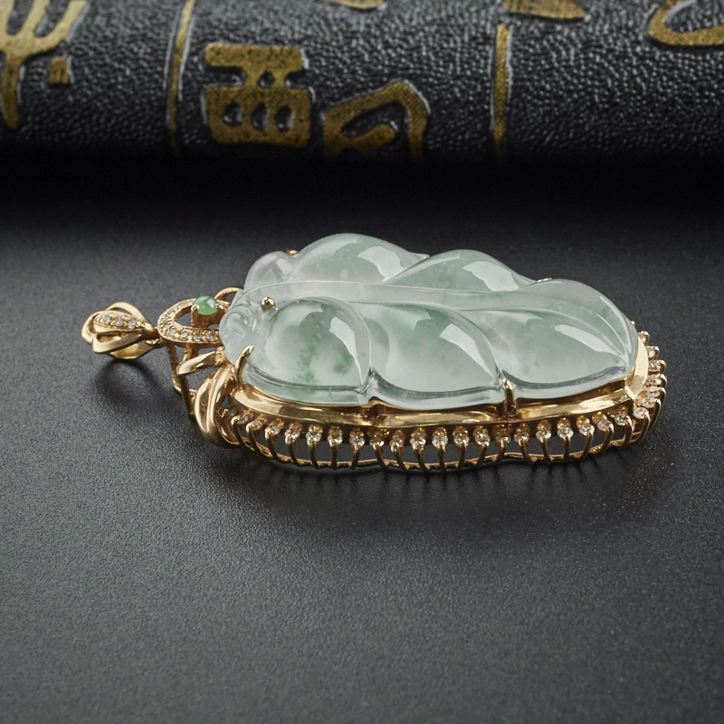 冰糯种树叶吊坠 - 红掌柜珠宝