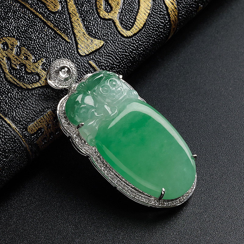 18K金糯冰种阳绿翡翠福瓜吊坠 - 红掌柜