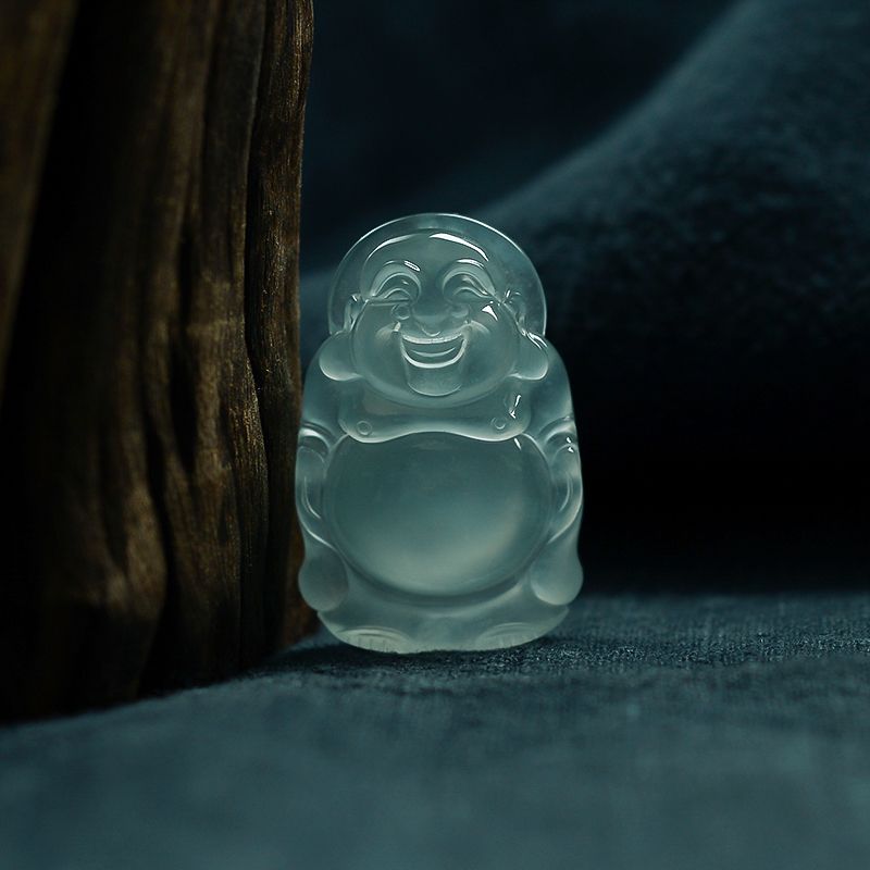 高冰种翡翠晴水站佛吊坠 - 红掌柜珠宝