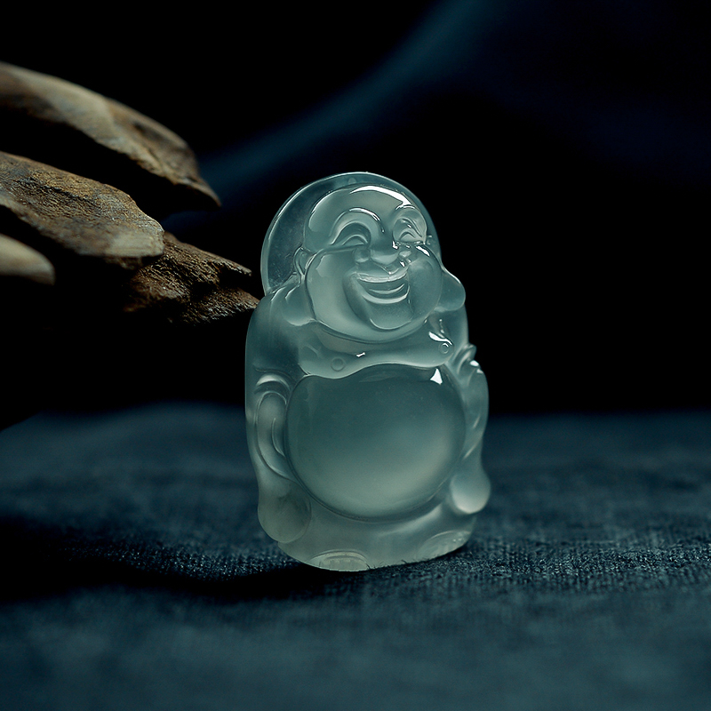 翡翠晴水站佛吊坠 - 红掌柜珠宝