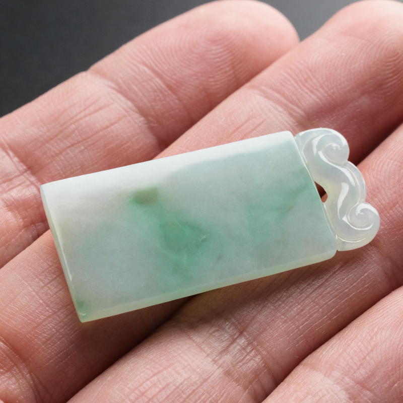 缅甸翡翠飘花无事牌- 红掌柜珠宝