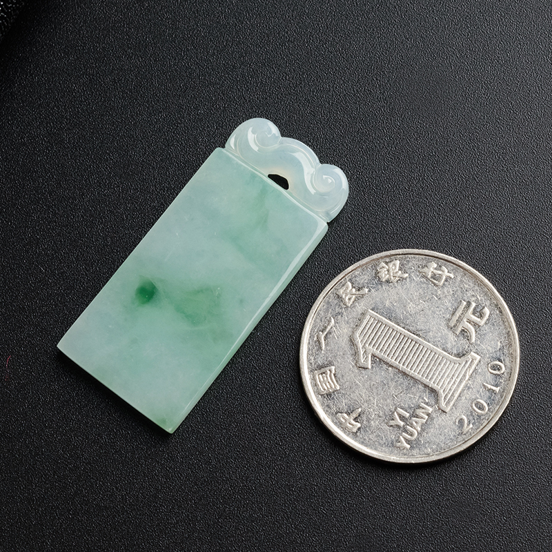 A货翡翠无事牌吊坠- 红掌柜珠宝