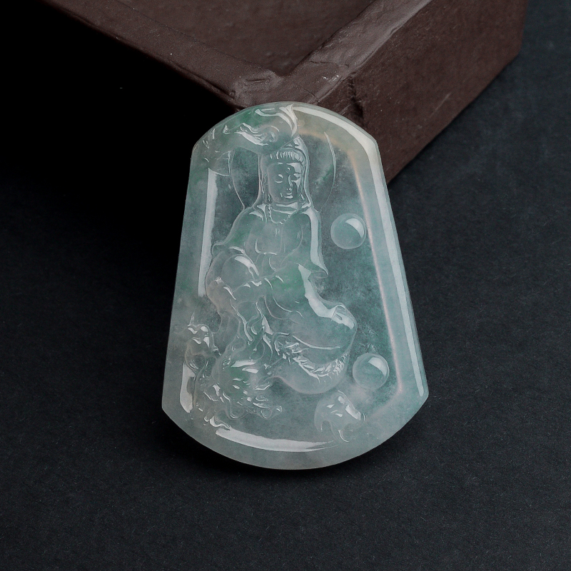 冰种翡翠观音吊坠-红掌柜珠宝