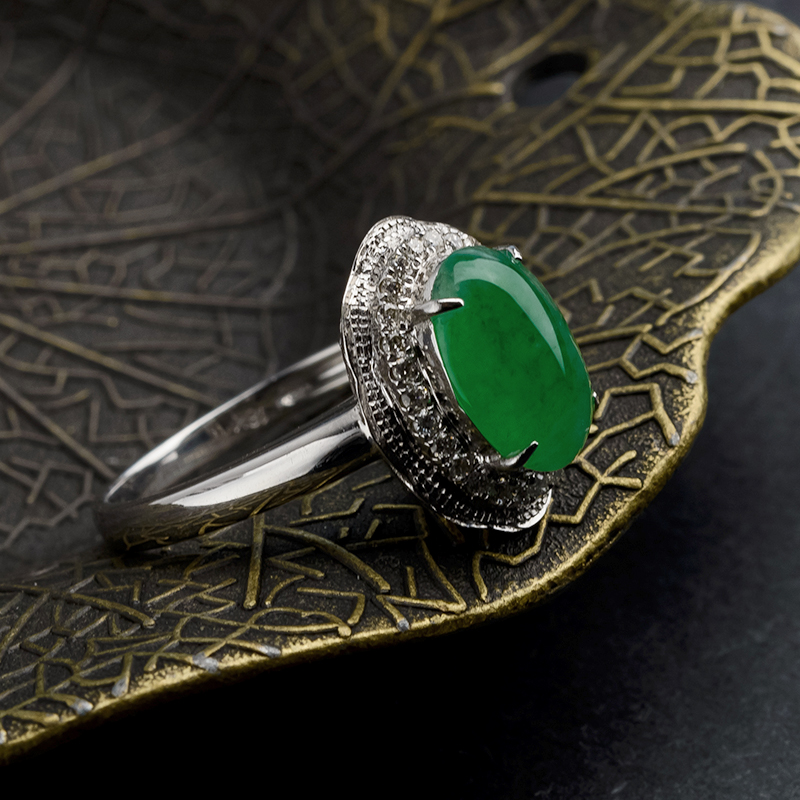飘翠翡翠戒指-红掌柜珠宝
