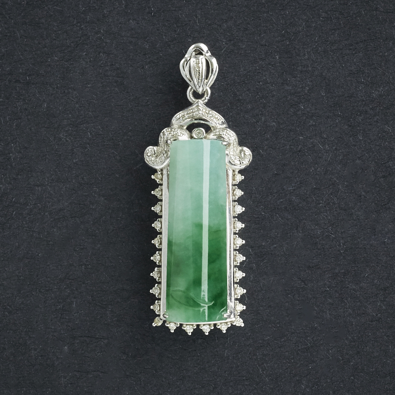 18K镶糯种翡翠吊坠-红掌柜珠宝