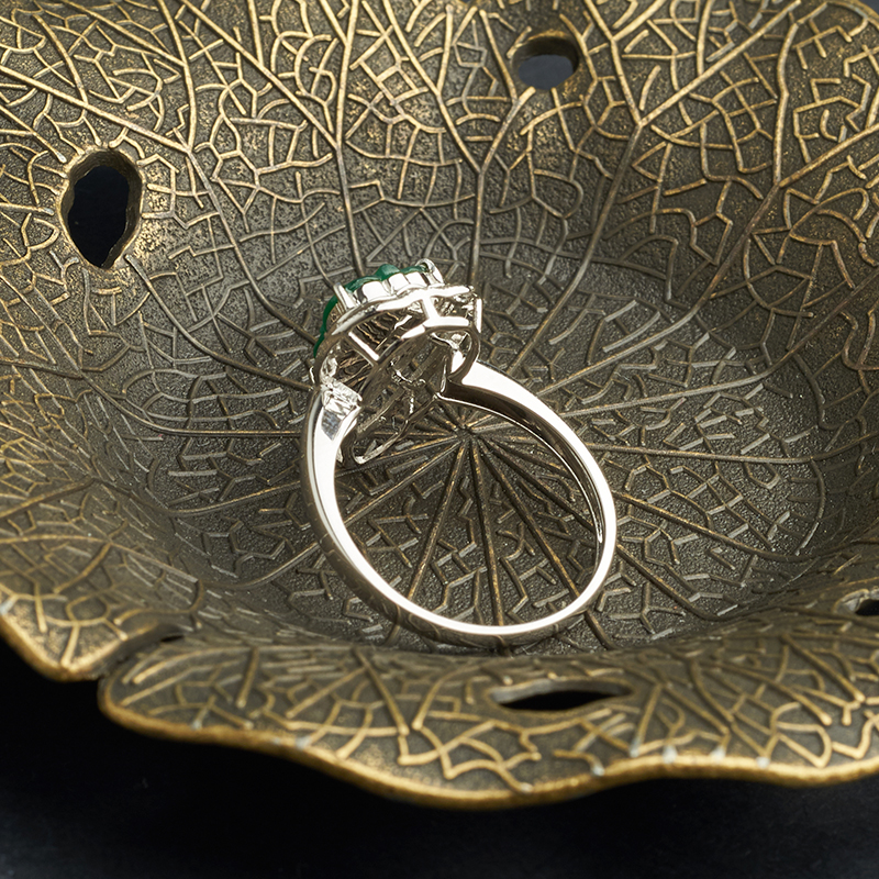 冰种翠绿翡翠树叶戒指-红掌柜珠宝