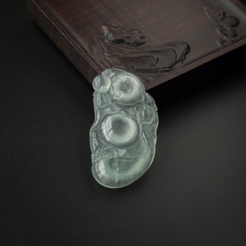 冰种翡翠逍遥佛吊坠-红掌柜