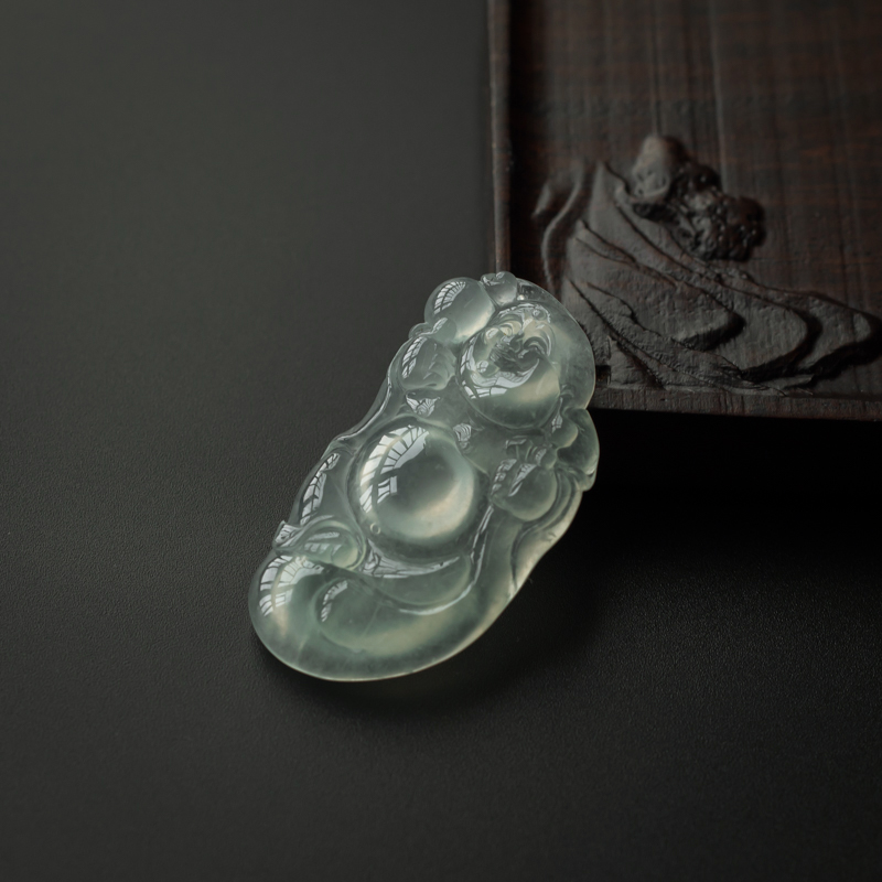 冰种翡翠吊坠-红掌柜