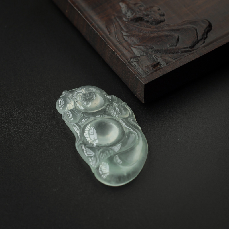 冰种翡翠逍遥佛-红掌柜