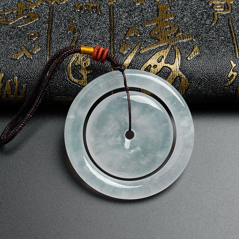 冰种飘花翡翠平安扣吊坠-红掌柜珠宝