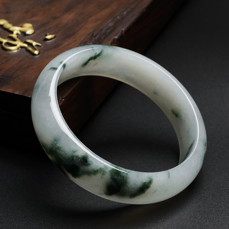 冰糯种飘花翡翠手镯-红掌柜珠宝