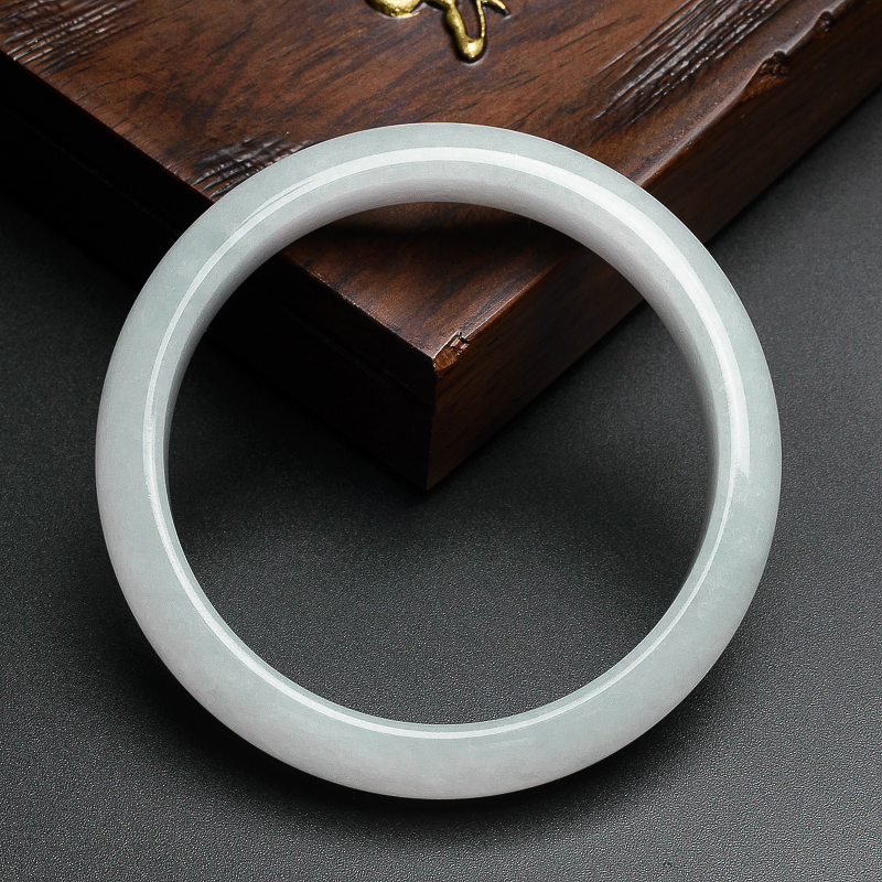 缅甸糯种白底翡翠手镯-红掌柜珠宝