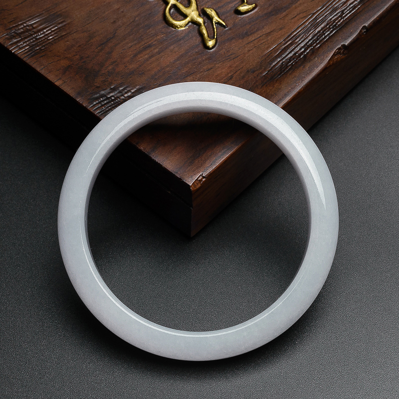 糯种白底翡翠手镯 - 红掌柜珠宝