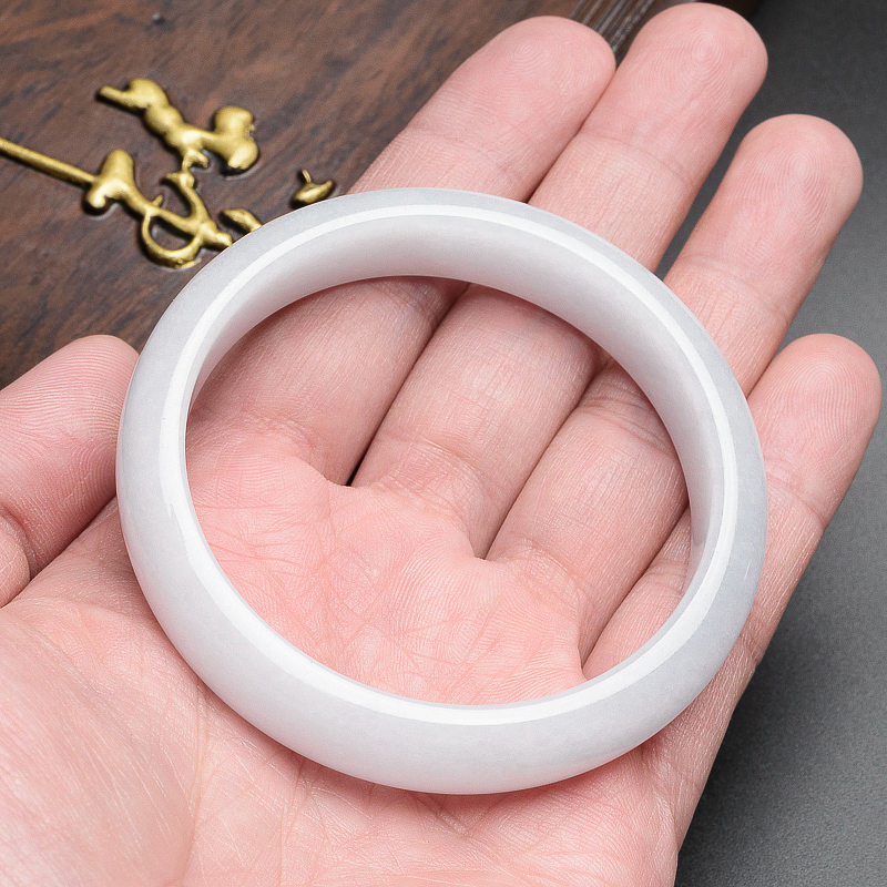 糯种白底翡翠手镯 - 红掌柜珠宝