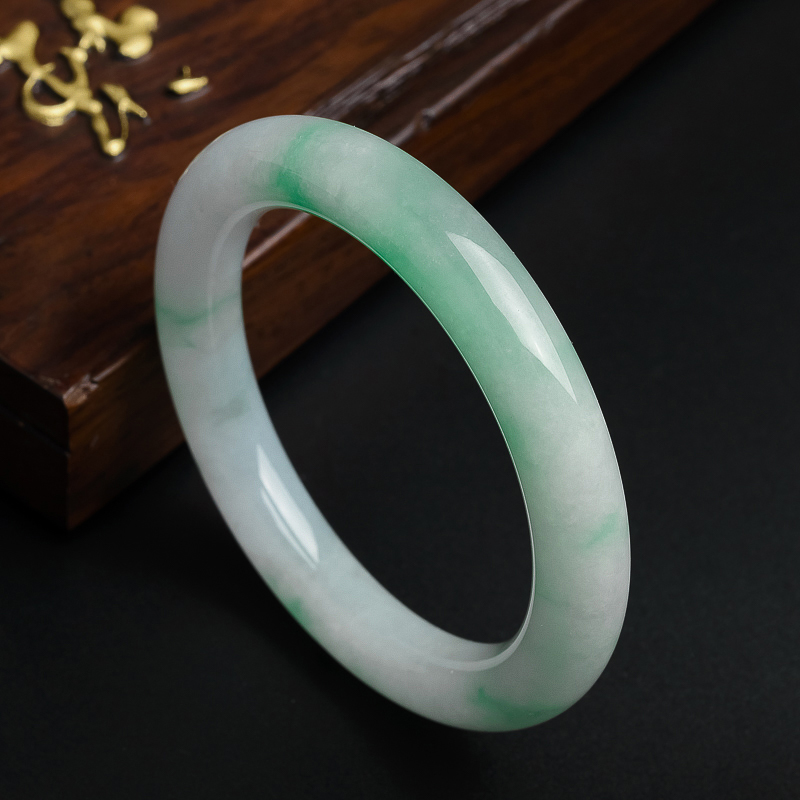 缅甸糯种翡翠手镯-红掌柜珠宝