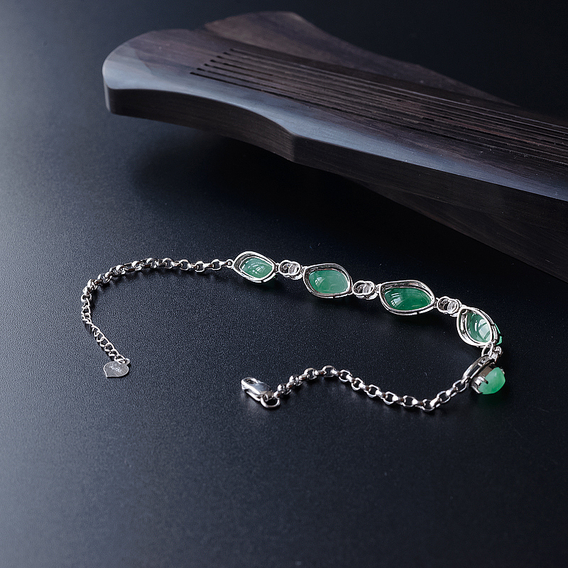 18K镶缅甸天然浅绿翡翠手链-红掌柜