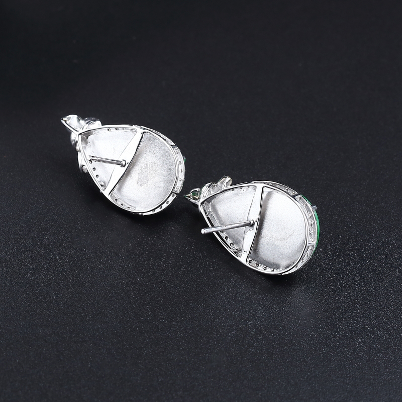 浓绿翡翠耳钉 - 红掌柜