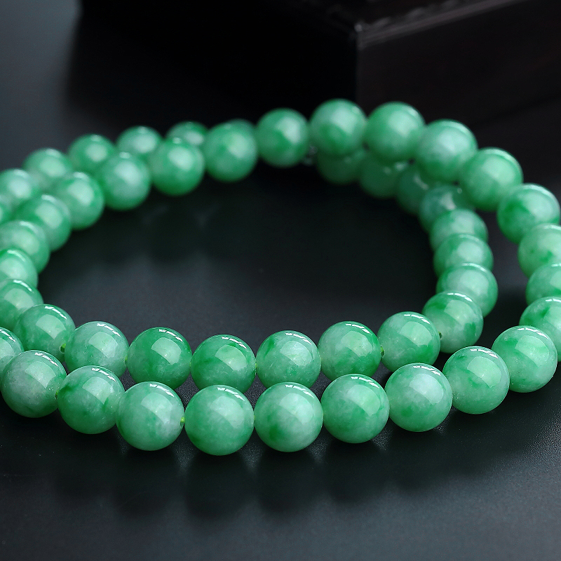 10.5mm缅甸糯种阳绿翡翠项链-红掌柜