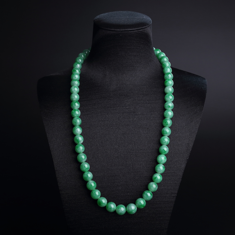 10.5mm缅甸天然糯种翡翠项链-红掌柜