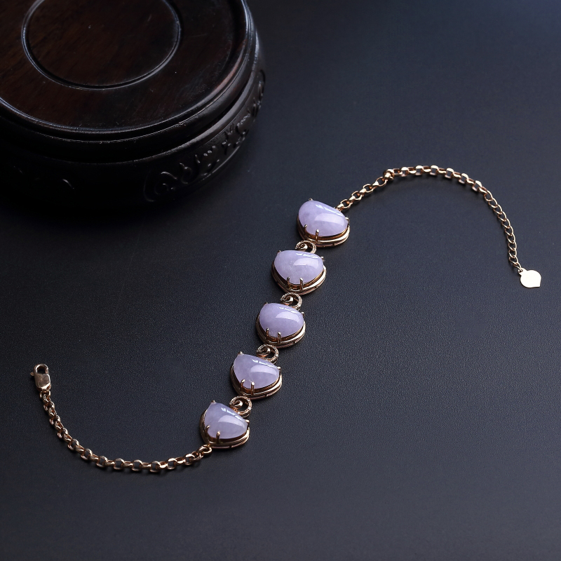 18K金镶缅甸糯种紫罗兰翡翠手链-红掌柜