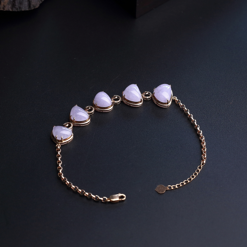 18K金镶糯种紫罗兰翡翠手链-红掌柜