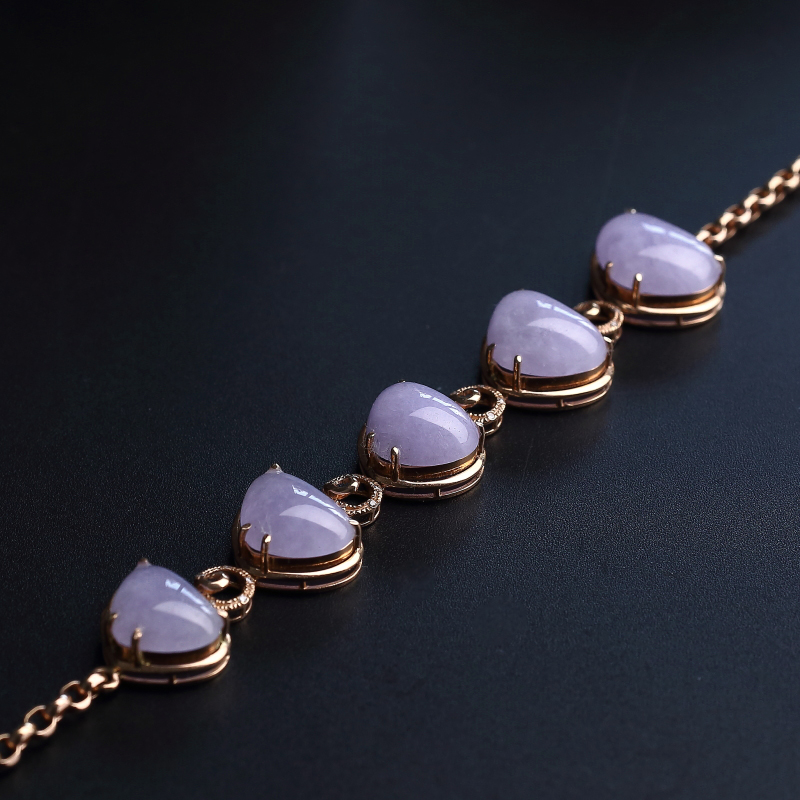 18K金镶缅甸糯种翡翠手链-红掌柜