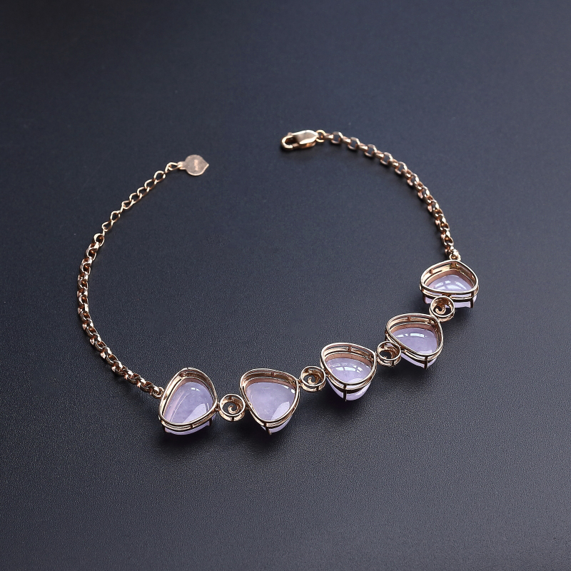 18K金镶缅甸紫罗兰翡翠手链-红掌柜