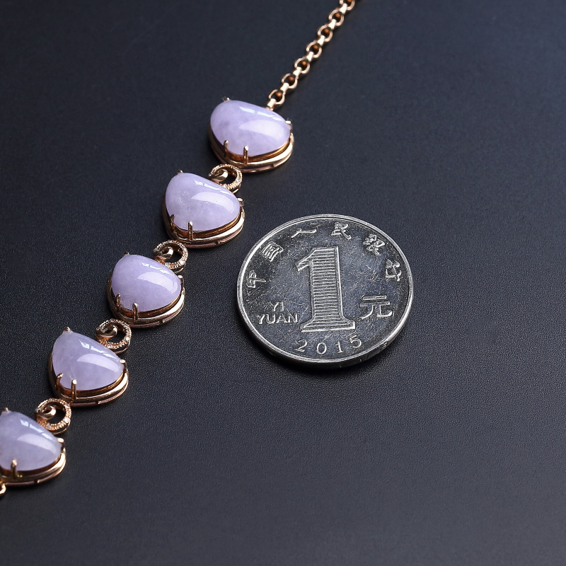 18K金镶紫罗兰翡翠手链-红掌柜