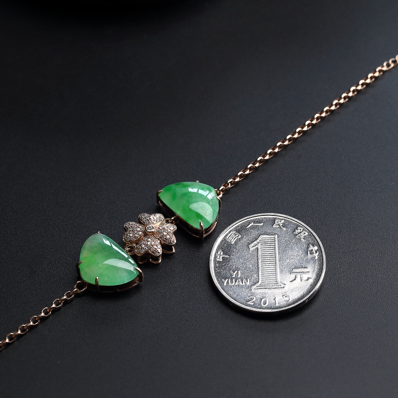 冰糯种飘绿翡翠手链-红掌柜