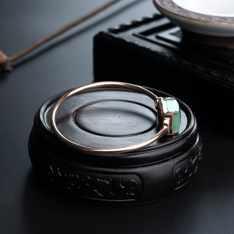 18K金镶冰糯种飘花翡翠手镯-红掌柜