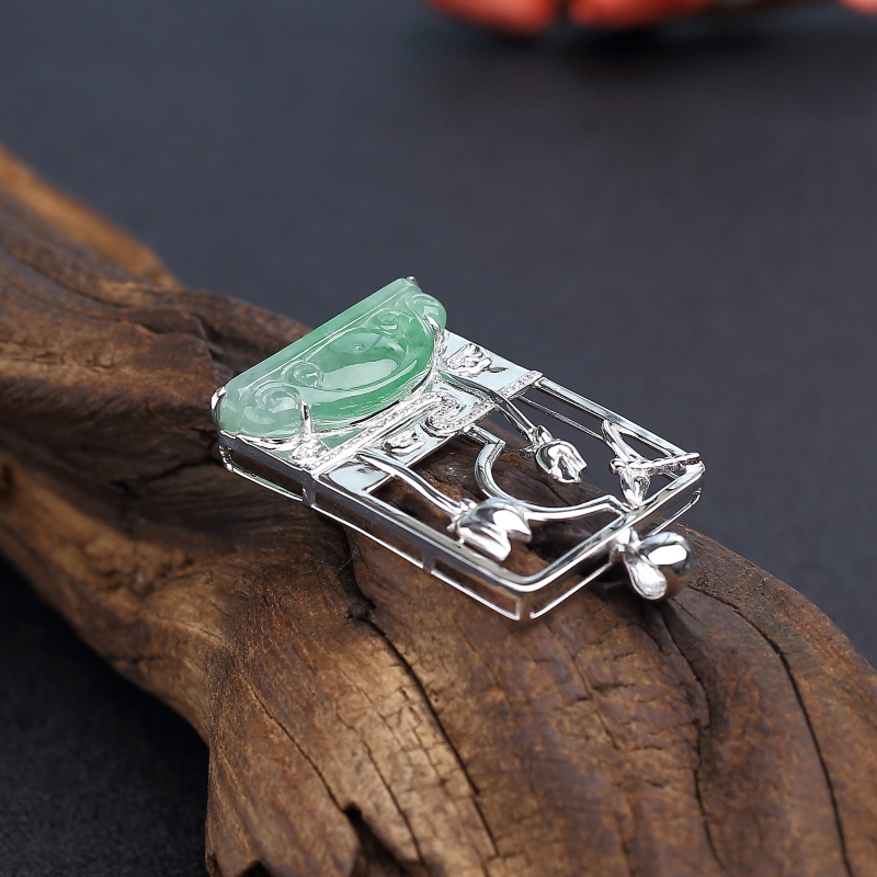 缅甸糯种翡翠一品清廉吊坠 - 红掌柜