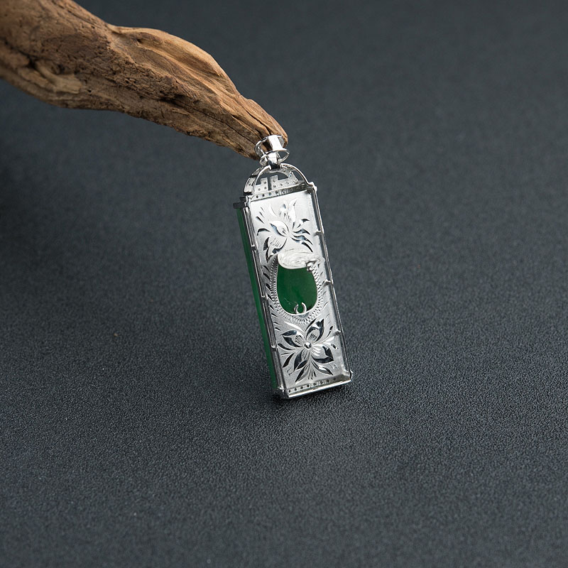 糯种翡翠无事牌吊坠 - 红掌柜