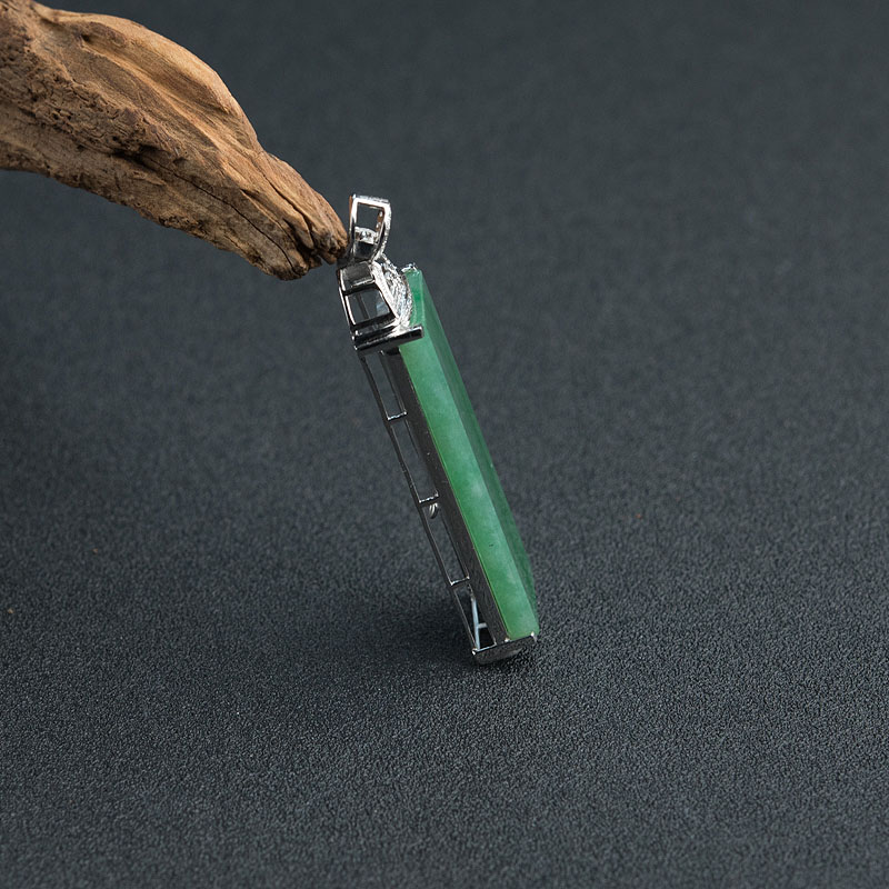 缅甸18K金镶钻糯种翡翠无事牌吊坠 - 红掌柜