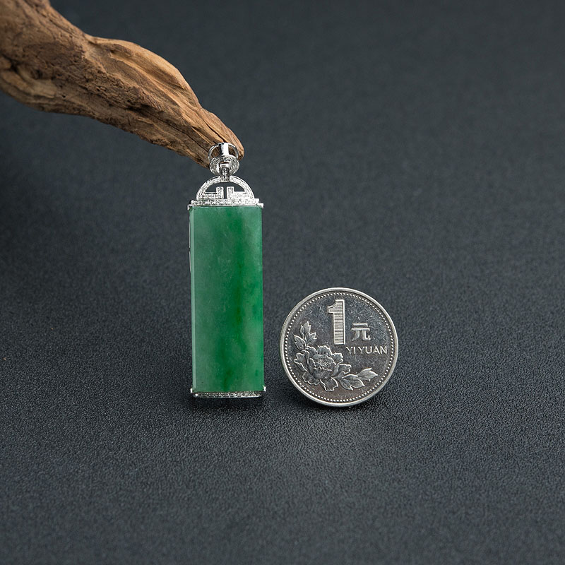 天然糯种翡翠无事牌吊坠 - 红掌柜