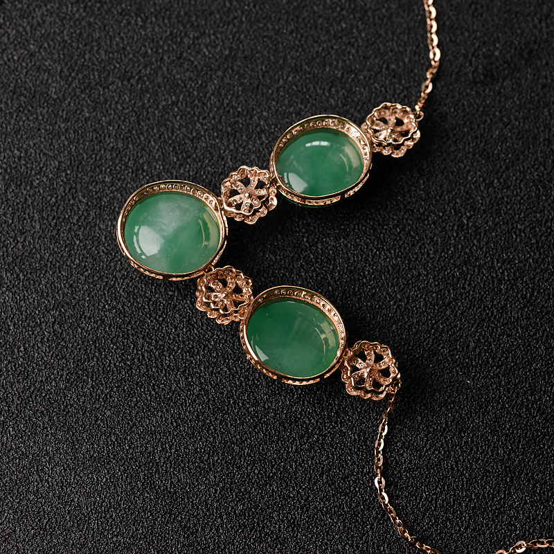 糯种阳绿翡翠项链-红掌柜