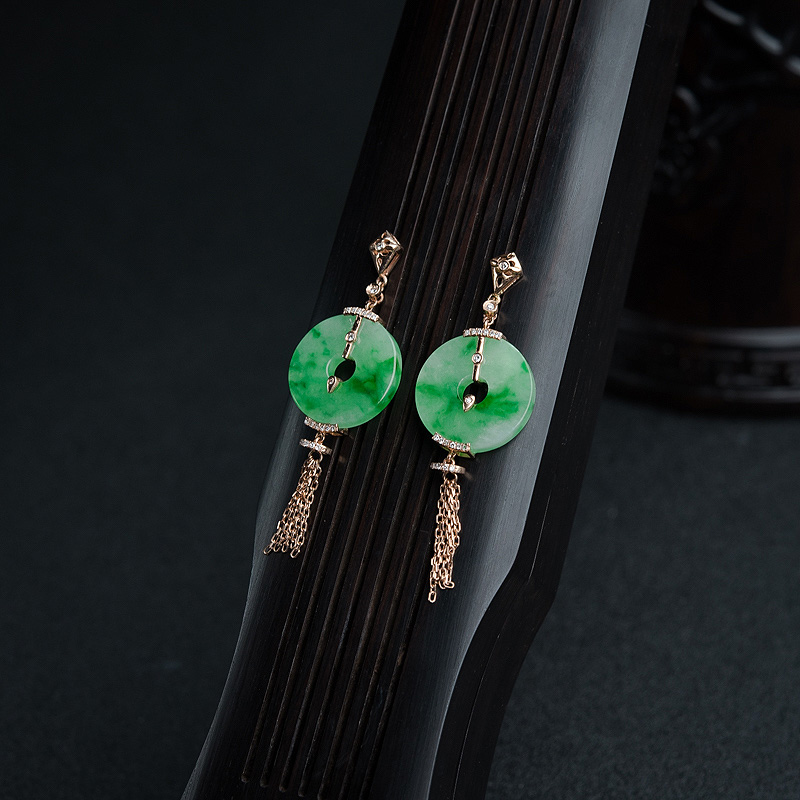 飘翠翡翠耳坠-红掌柜