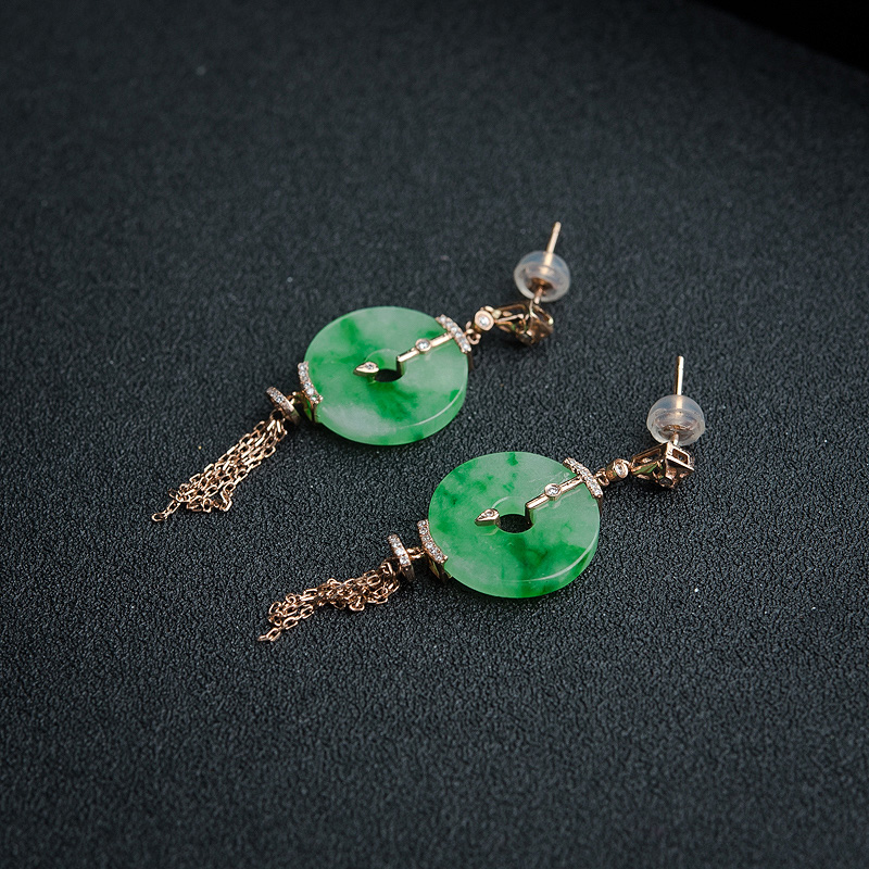 天然缅甸翡翠耳坠-红掌柜