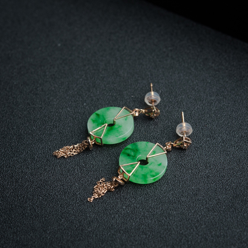 天然翡翠耳坠-红掌柜