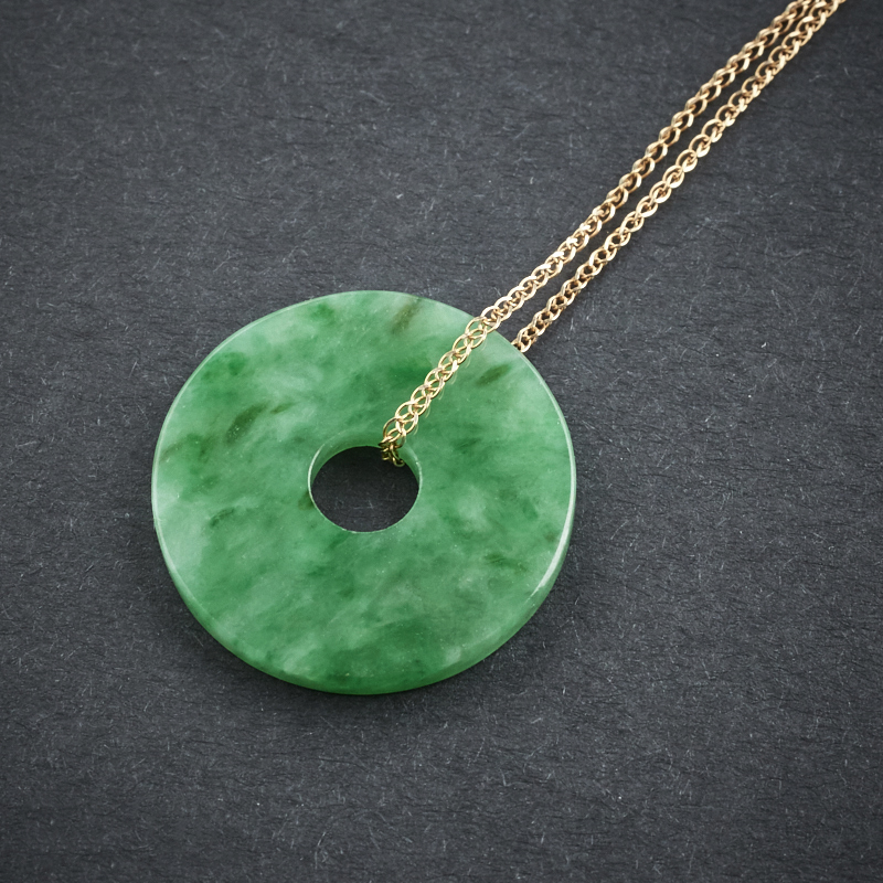 糯种翡翠虎头平安扣套链-红掌柜珠宝