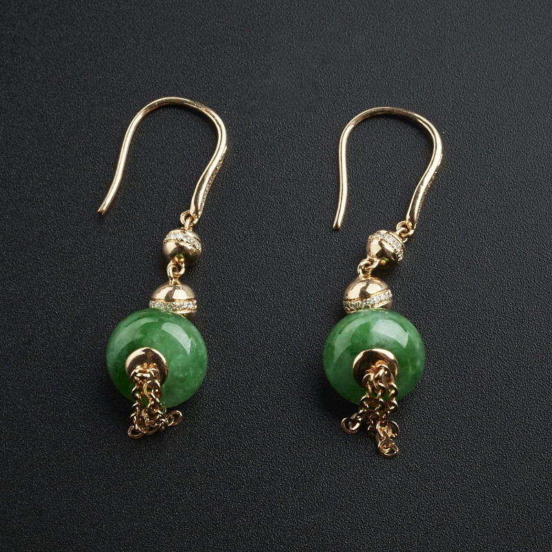 糯种翡翠路路通耳环 - 红掌柜珠宝