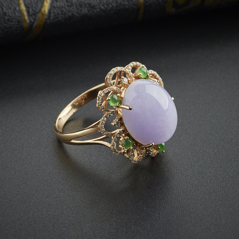 18K金镶钻翡翠戒指-红掌柜珠宝